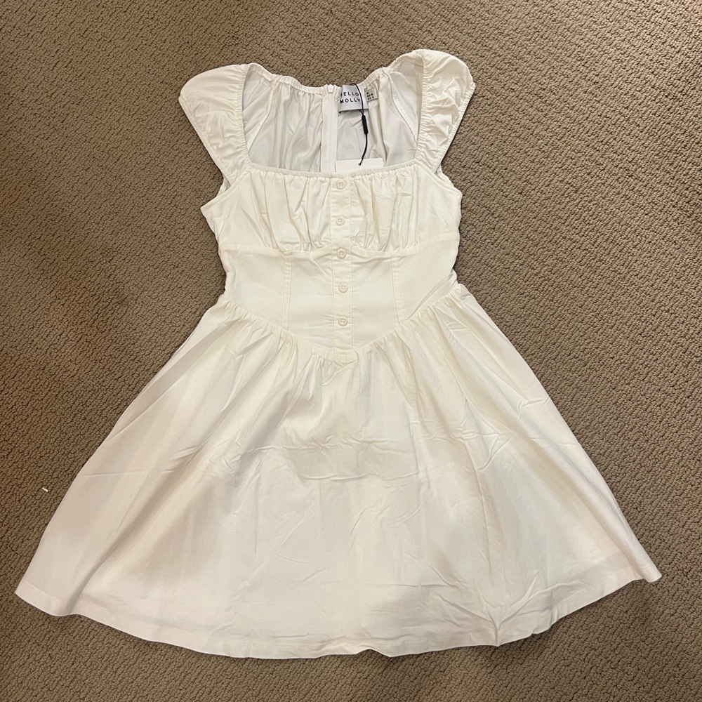 Hello Molly Cream Button-Front Mini Dress - Picture 5 of 8